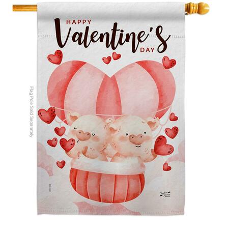 PATIO TRASERO Piggy Love Springtime Valentine Double-Sided Garden Decorative House Flag, Multi Color PA3920025